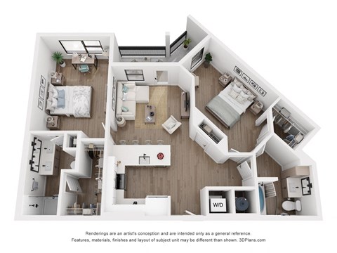 a 1 bedroom floor plan  woodland